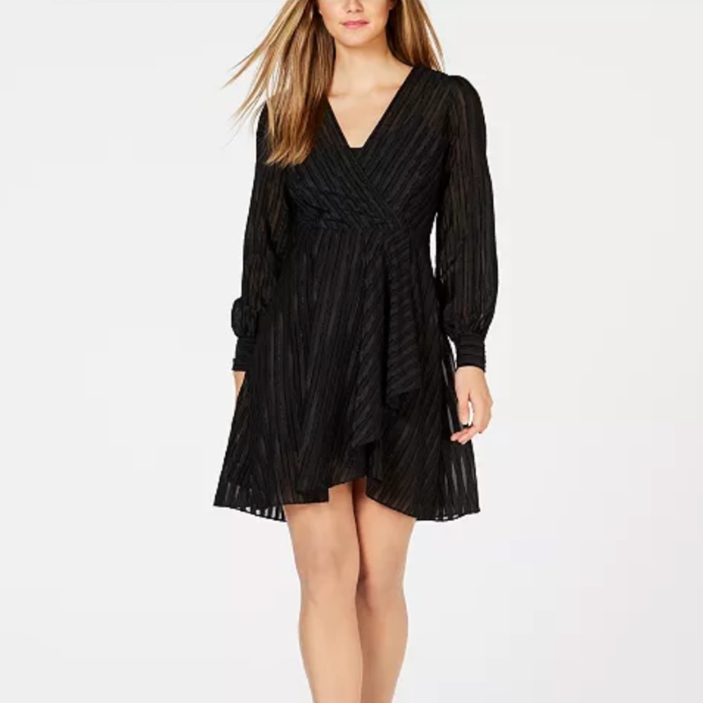 Petite Illusion-Striped Surplice Dress *NWOT*